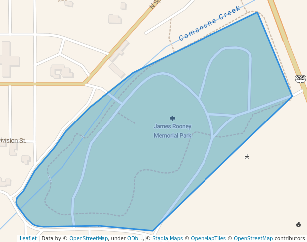 walking in Rooney Park map in Fort Stockton