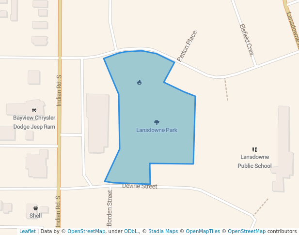 walking in Lansdowne Park map in Sarnia