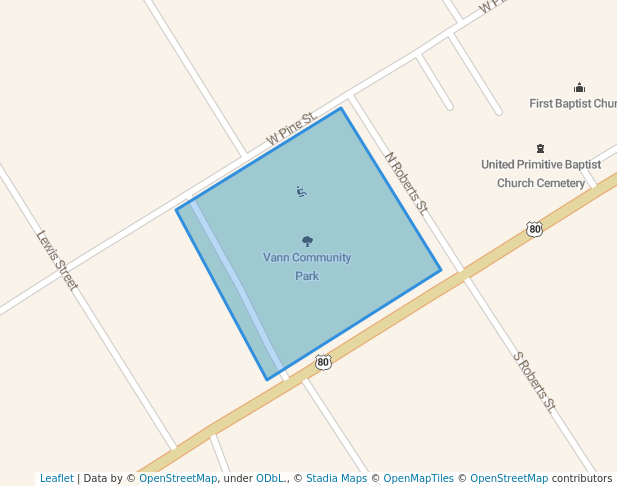 walking in Vann Community Park map in Swainsboro