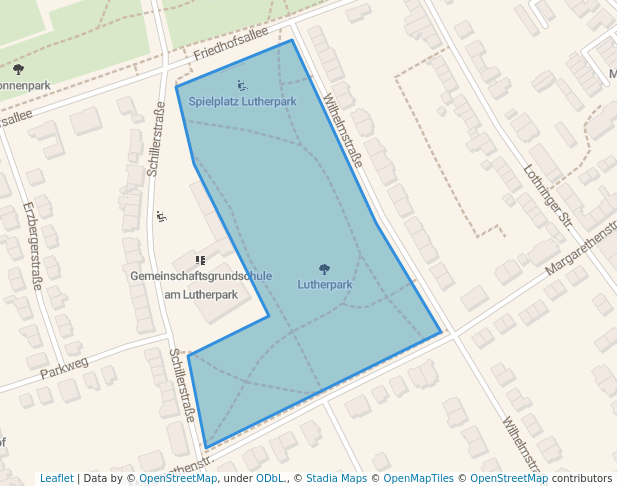 walking in Lutherpark map in Duisburg