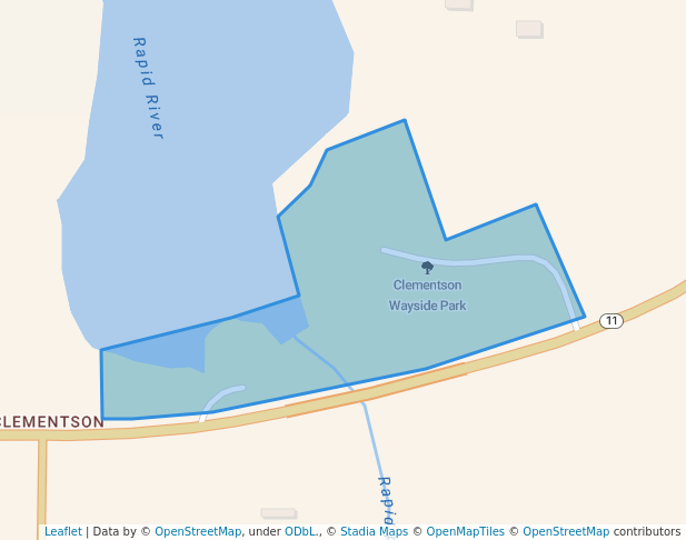 walking in Clementson Wayside Park map in Baudette