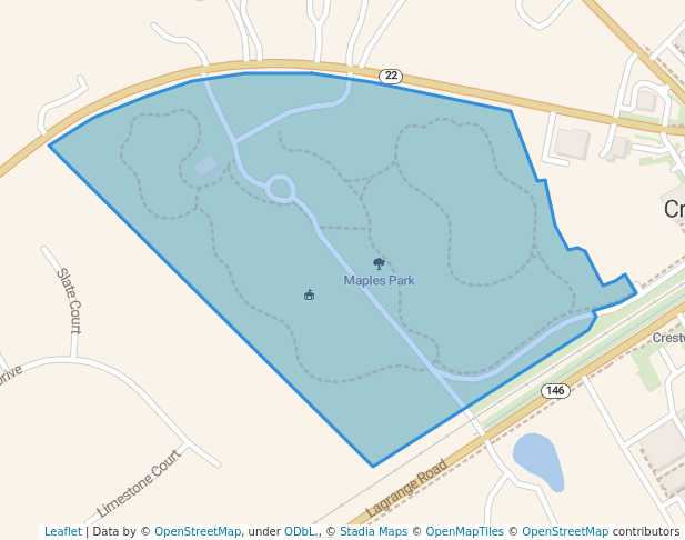 walking in Maples Park map in Crestwood