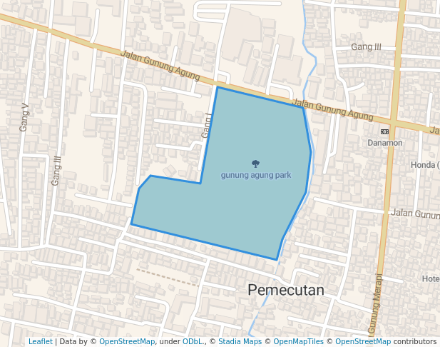 walking in gunung agung park map in Denpasar