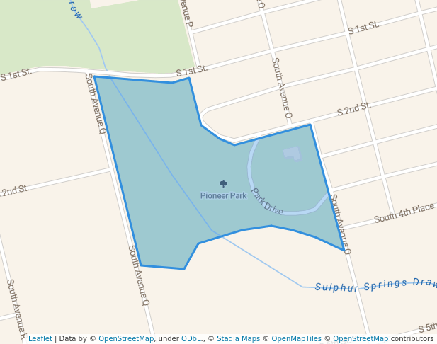 walking in Pioneer Park map in Lamesa