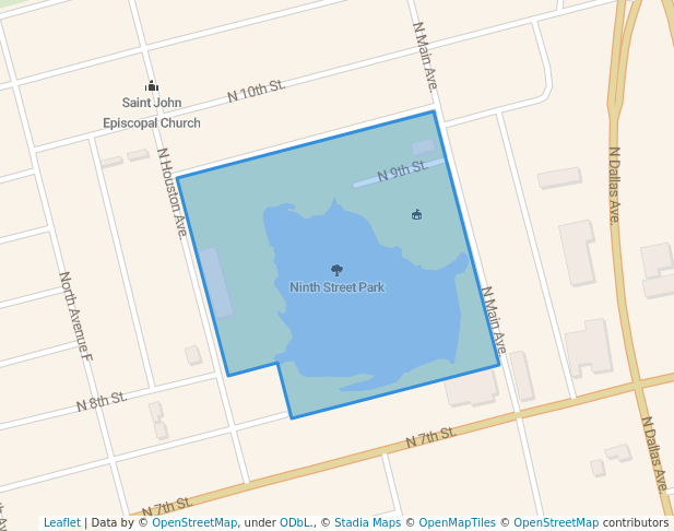 walking in Ninth Street Park map in Lamesa