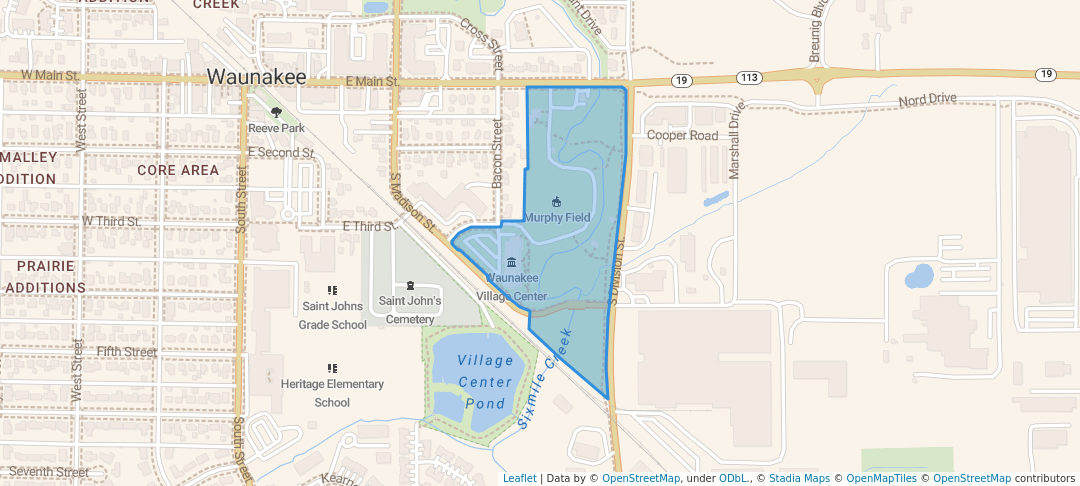 walking in Village Park map in Waunakee