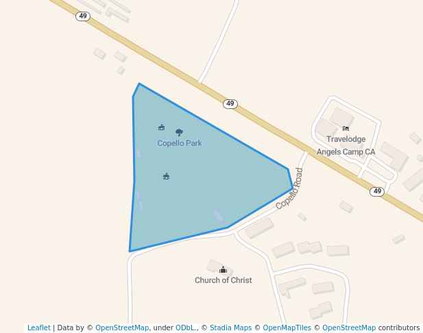 walking in Copello Park map in Angels Camp