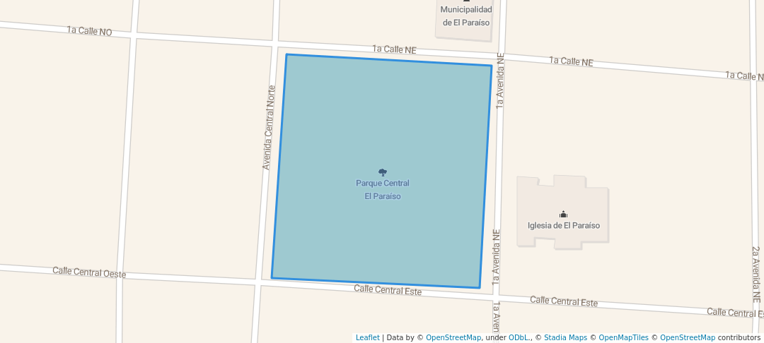walking in Parque Central El Paraíso map in El Paraiso