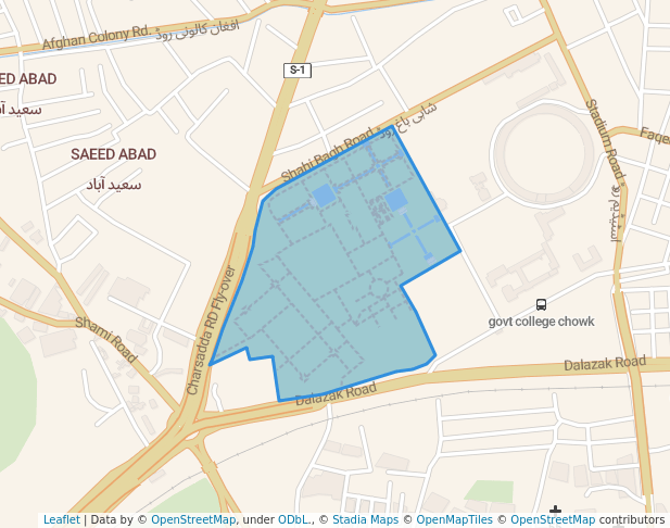 walking in Shahi Bagh map in Peshawar