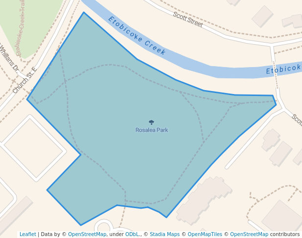 walking in Rosalea Park map in Brampton