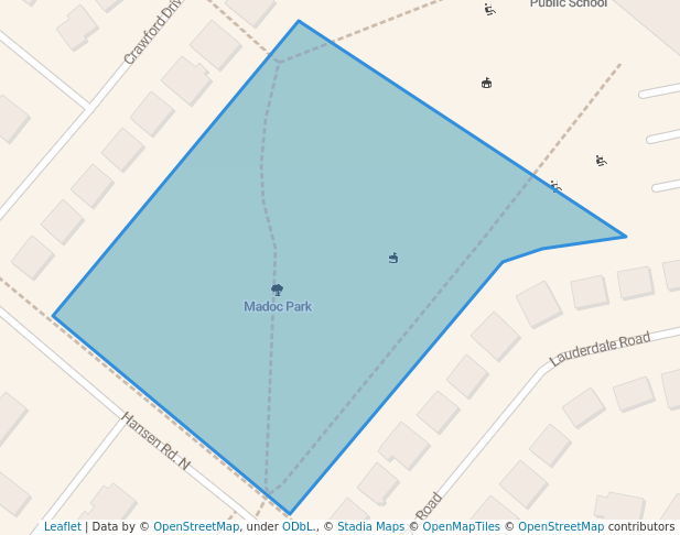 walking in Madoc Park map in Brampton