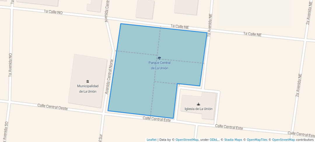 walking in Parque Central de La Unión map in La Unión