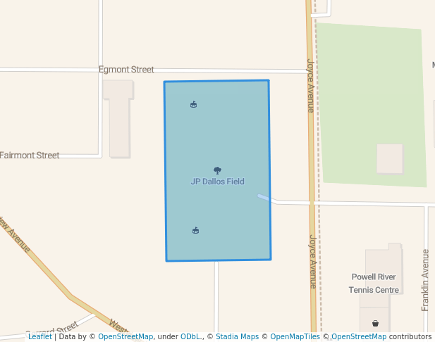 walking in JP Dallos Field map in Powell River