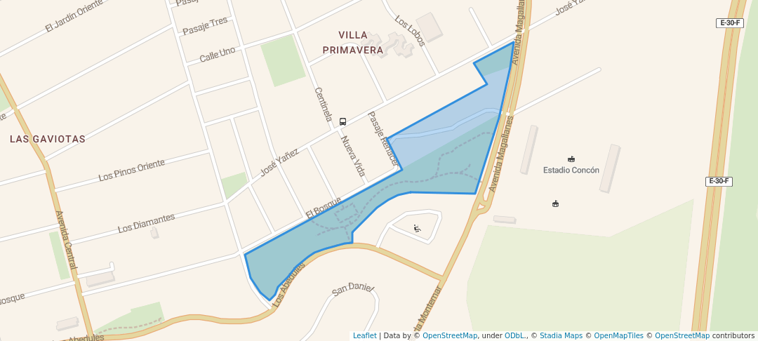 walking in Plaza Villa Primavera map in Concón