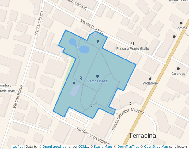 walking in Area Ghezzi map in Terracina