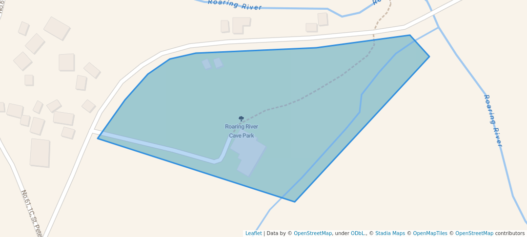 walking in Roaring River Cave Park map in Whithorn