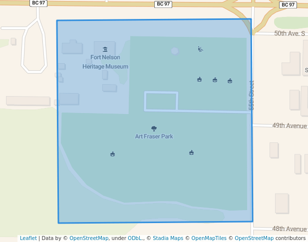 walking in Art Fraser Park map in Fort Nelson