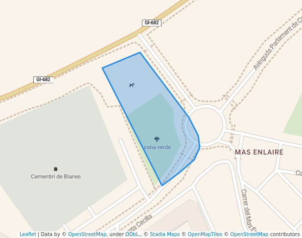 walking in zona verde map in Blanes