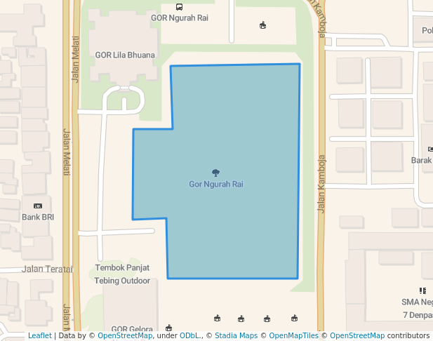 walking in Gor Ngurah Rai map in Denpasar