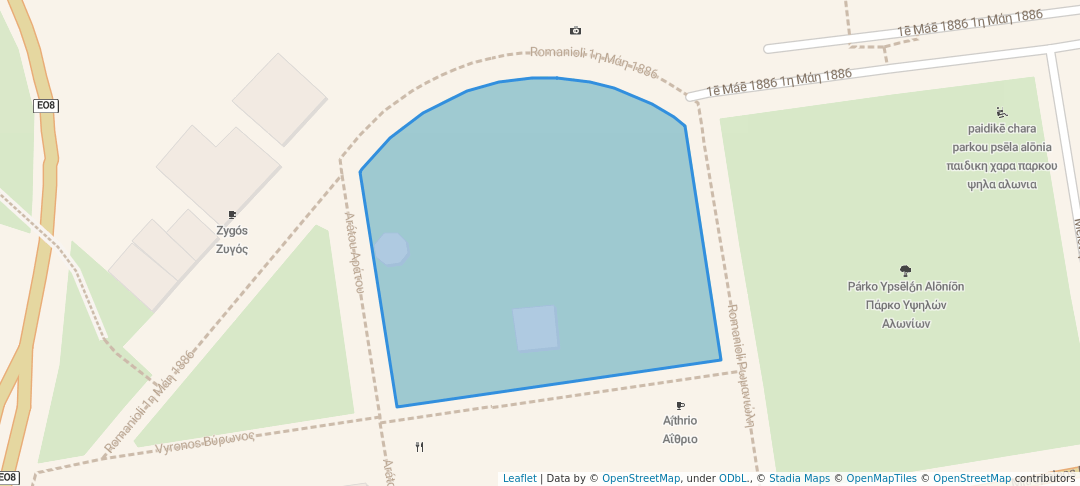 walking in Πλατεία Υψηλά Αλώνια map in Egio