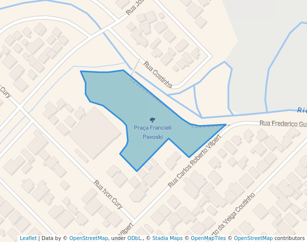walking in Praça Francieli Pavoski map in Joinville