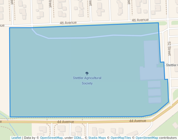 walking in Stettler Agricultural Society map in Stettler