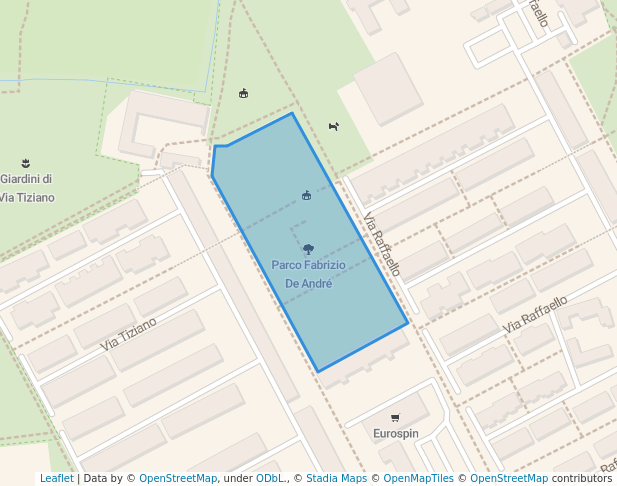 walking in Parco Fabrizio De André map in Brescia