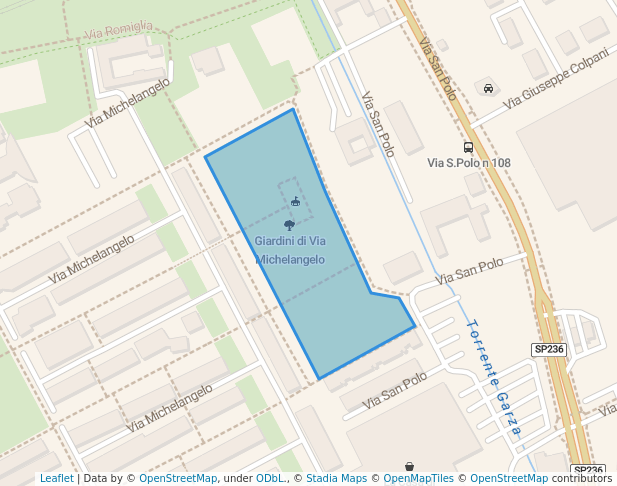 walking in Giardini di Via Michelangelo map in Brescia