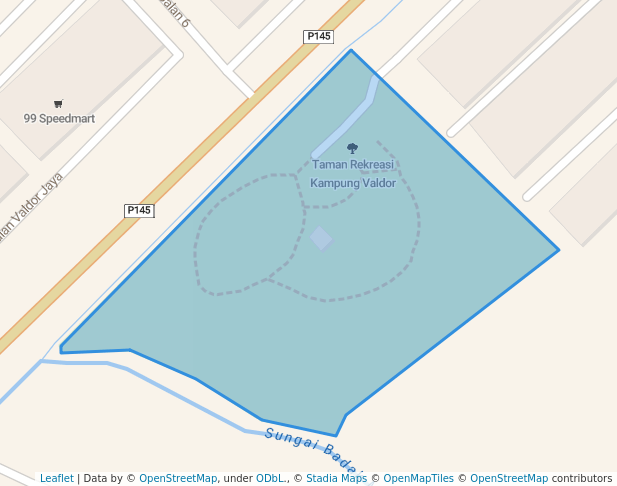 walking in Taman Rekreasi Kampung Valdor map in Sungai Jawi