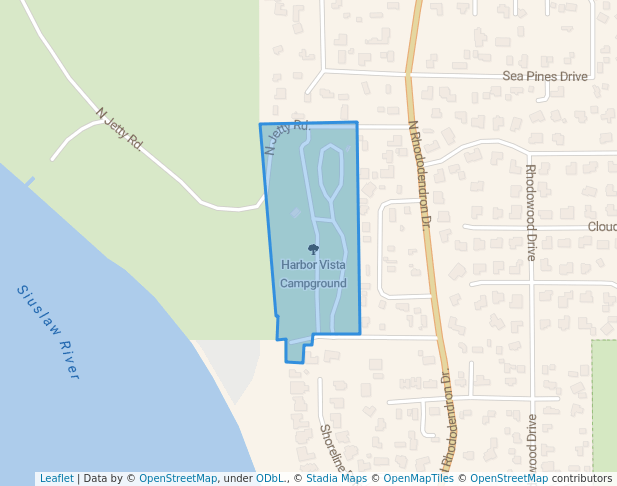 walking in Harbor Vista Campground map in Florence