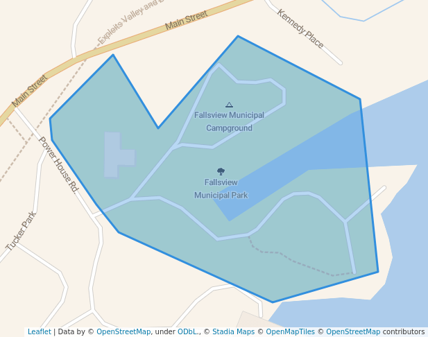 walking in Fallsview Municipal Park map in Bishop's Falls