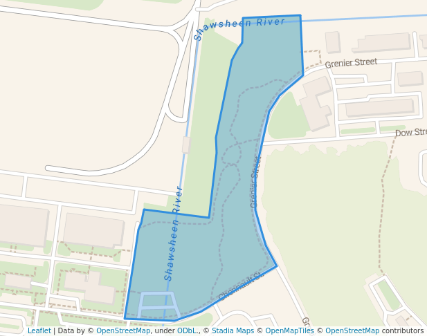 walking in Flightline Park map in Bedford