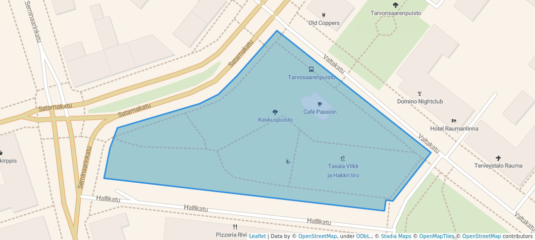 walking in Keskuspuisto map in Rauma