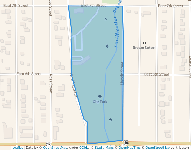 walking in City Park map in Craig