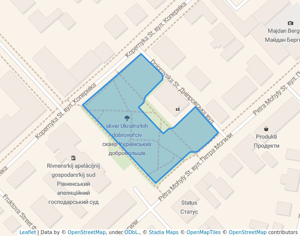 walking in сквер Українських добровольців map in Rivne