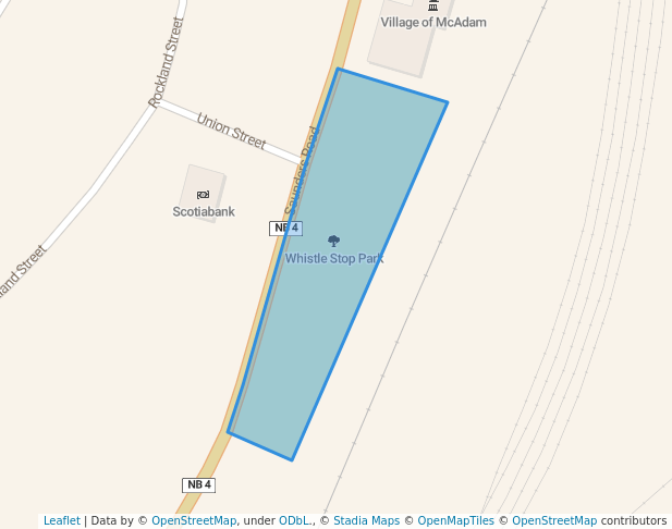 walking in Whistle Stop Park map in McAdam