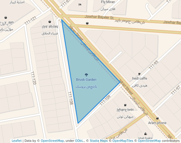 walking in Brusk Garden map in Erbil