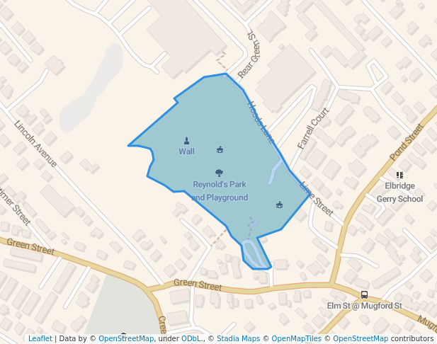 walking in Reynold's Park and Playground map in Marblehead