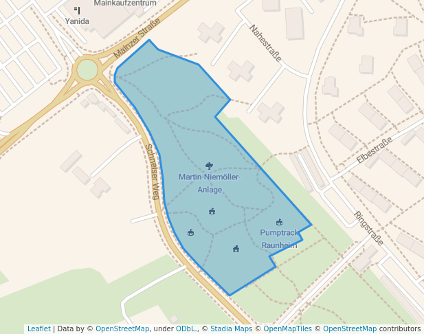 walking in Martin-Niemöller-Anlage map in Raunheim
