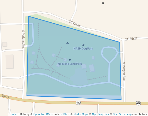 walking in No Mans Land Park map in Guymon