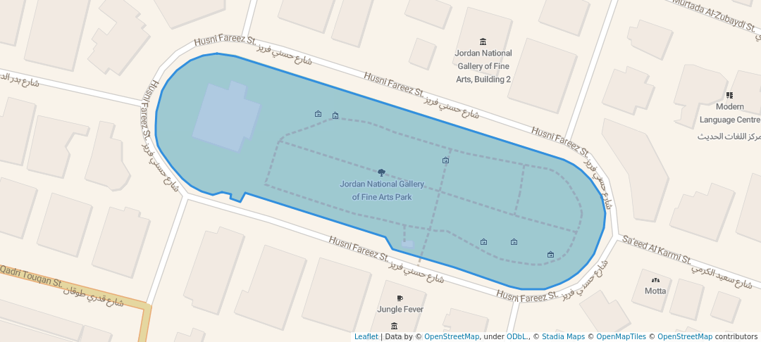 walking in Jordan National Gallery of Fine Arts Park map in Amman