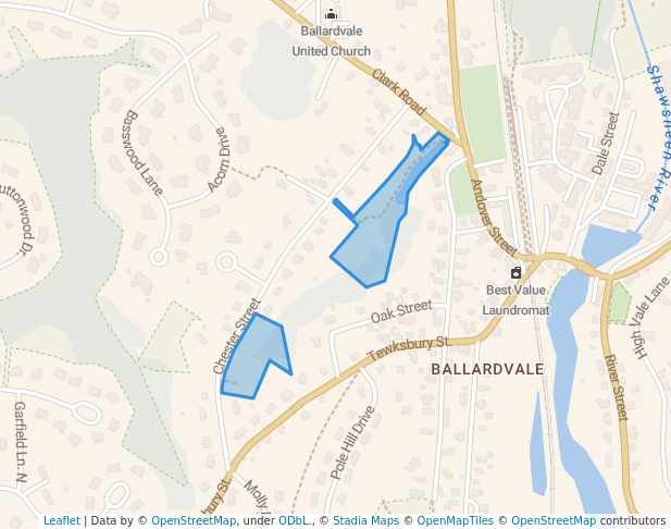 walking in Burns Reservation map in Andover