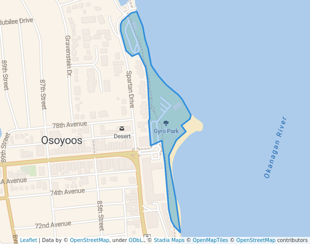 walking in Gyro Park map in Osoyoos