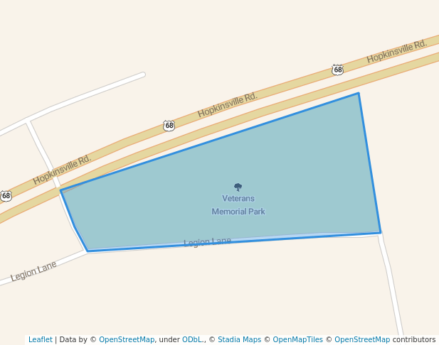 walking in Veterans Memorial Park map in Russellville