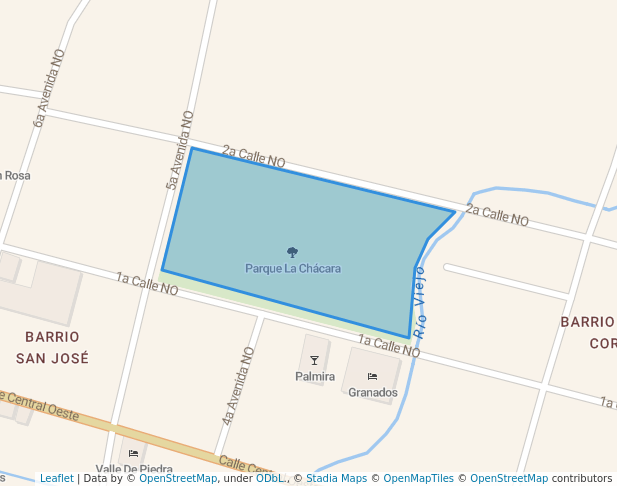 walking in Parque La Chácara map in La Paz