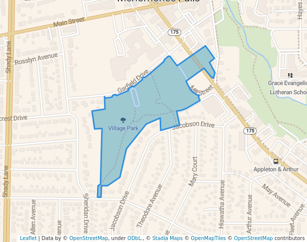 walking in Village Park map in Menomonee Falls