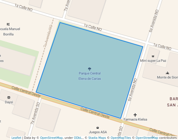 walking in Parque Central Elena de Carías map in La Paz