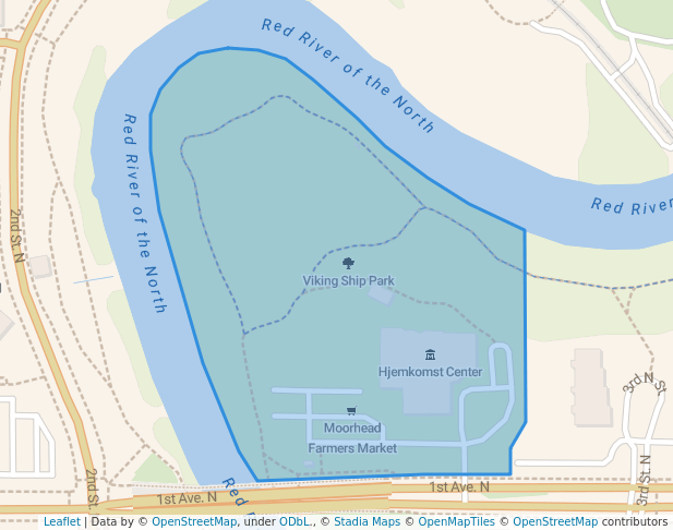 walking in Viking Ship Park map in Moorhead