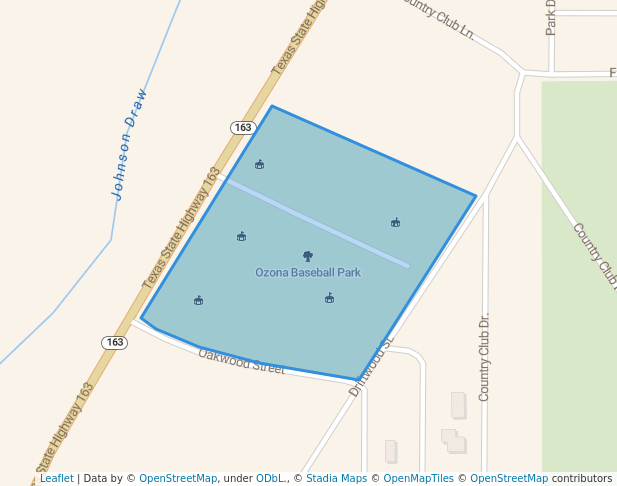 walking in Ozona Baseball Park map in Ozona