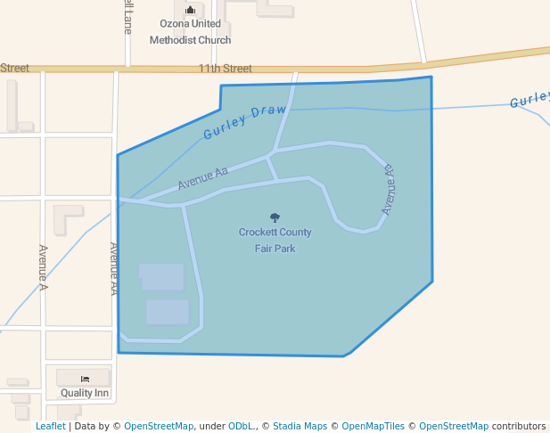 walking in Crockett County Fair Park map in Ozona